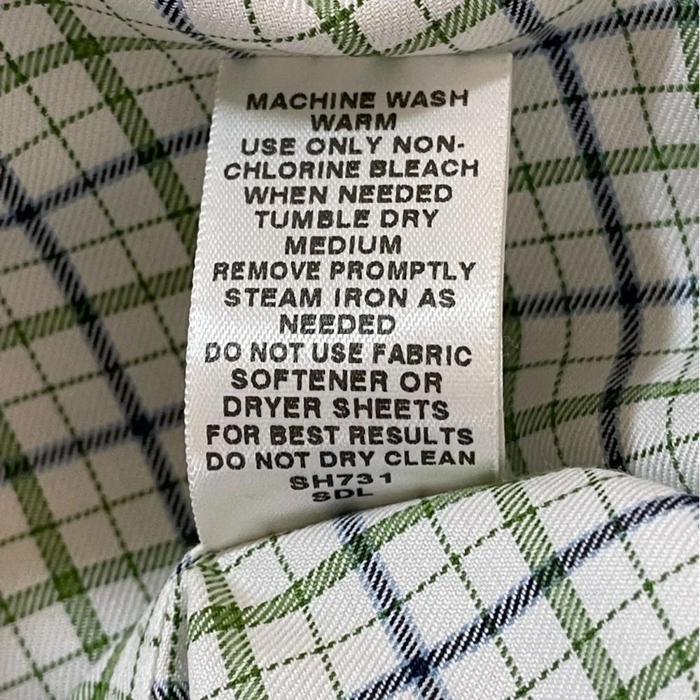 Cabelas Outfitter Series Shirt Mens 3XL Green/White Plaid Short Sleeve Button Up - Picture 6 of 8